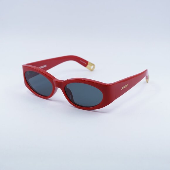 Jacquemus OVALO JAC/4 C8 Sunglasses Red Cat Eye Frame, Grey Lenses